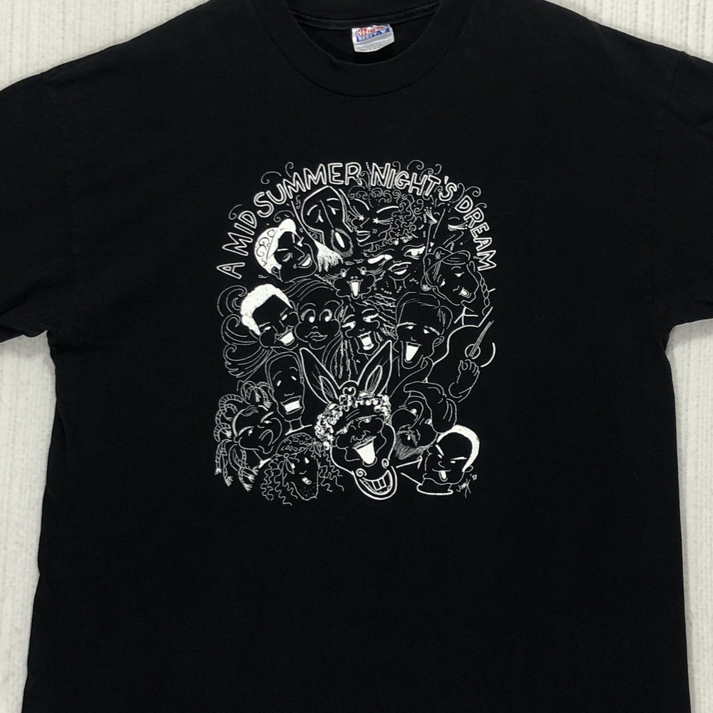 Vintage 1998 Hanes Beefy-T A Midsummer Nights Dream Theater Shirt XL Black